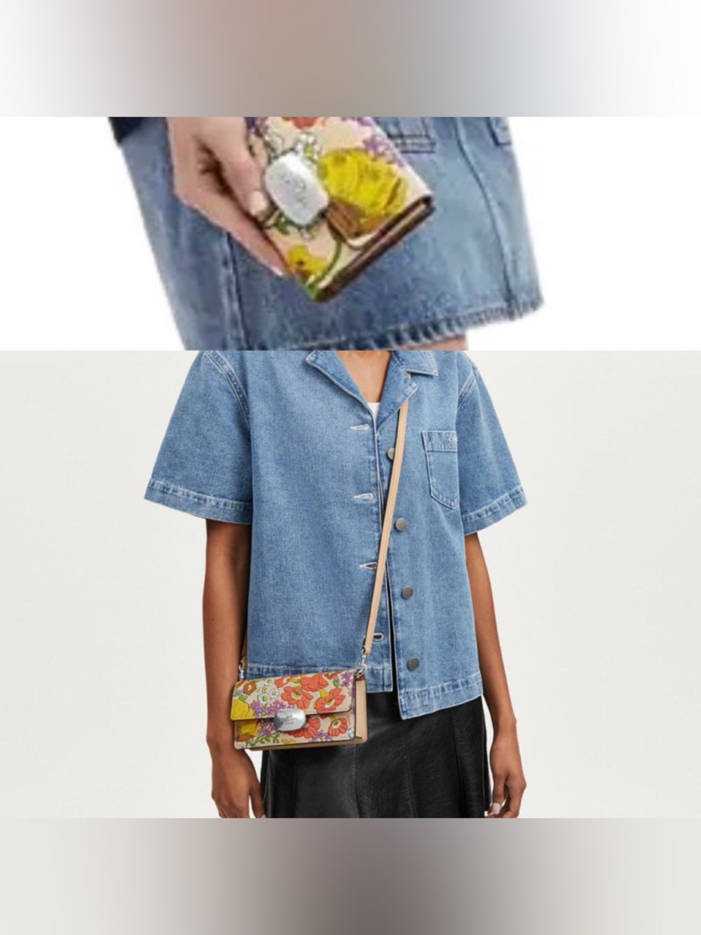 Coach Eliza Small Flap Crossbody With Floral Print and Coach Eliza Small Wallet
